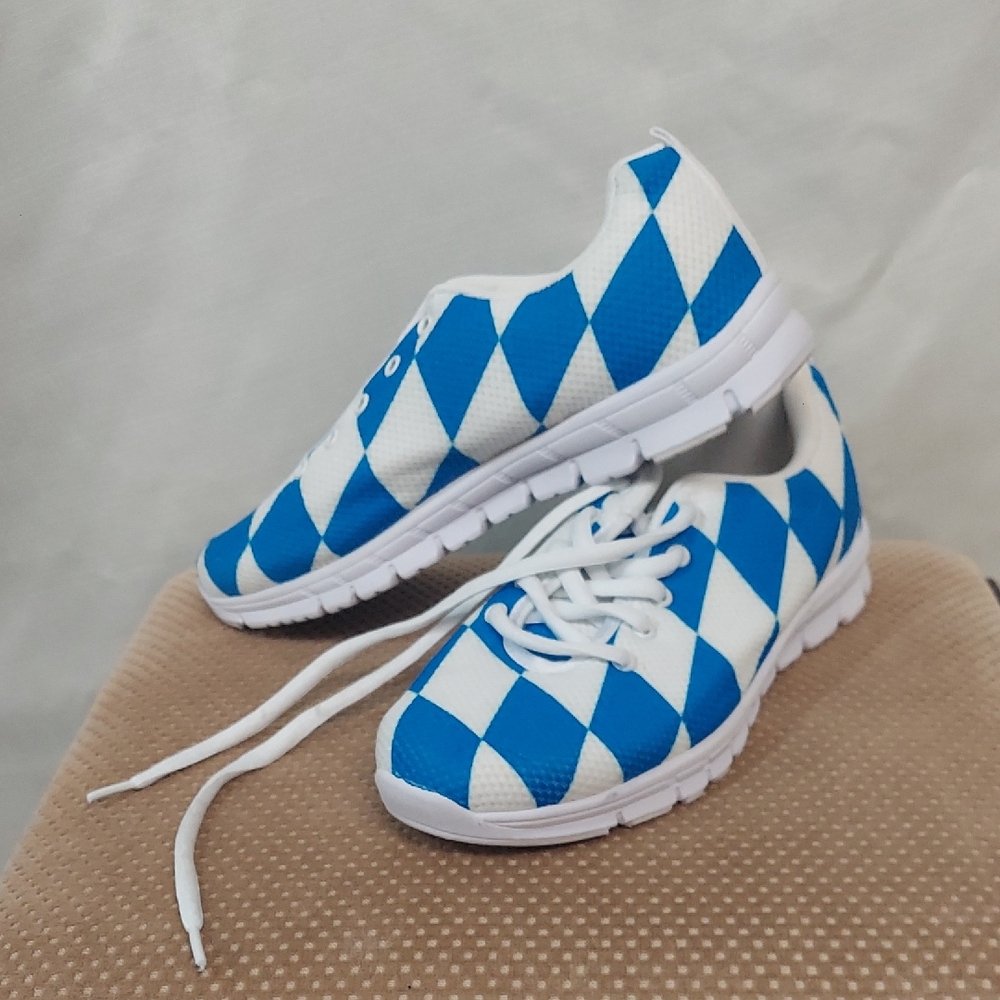 Bavarian Flag Diamond Pattern Sneakers